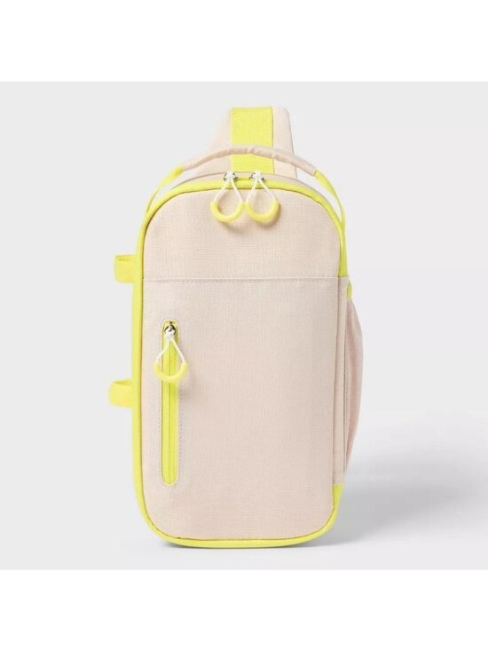Sun Squad Other - Sun Squad 6 Can 4.5 Qt Beige & Yellow Trim Soft Sided Cooler w/ Handle & Strap